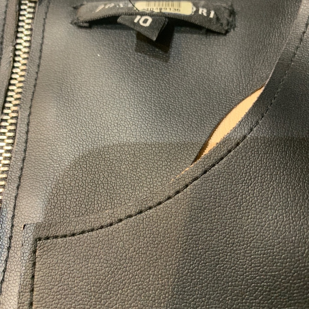 Josie Natori Black Faux Leather Dress (size 10)